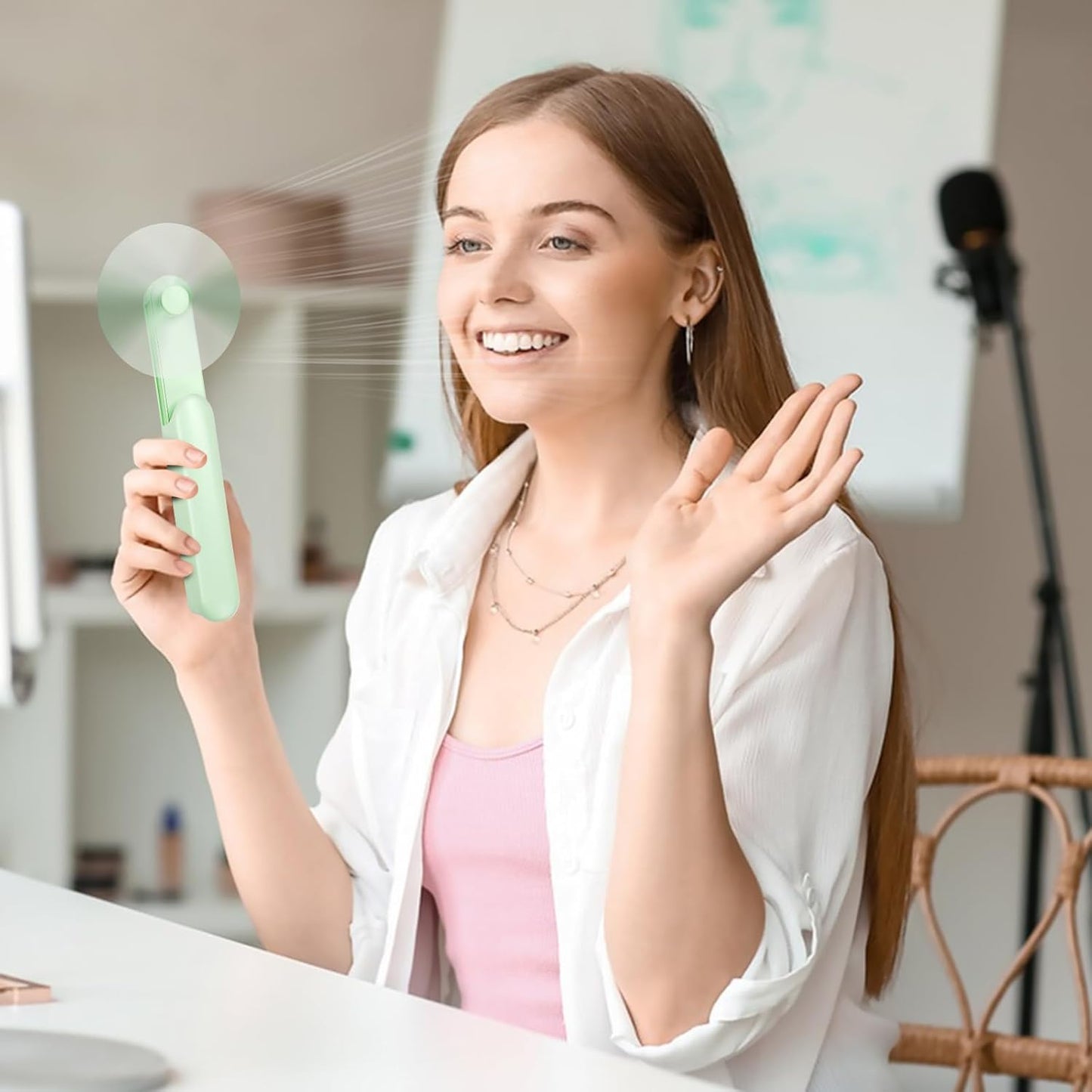 Nezylaf Portable Mini Handheld Fan, Small Rechargeable Personal Fan with Pocket Power Bank Design for Travel/Women Gifts/Disney World Accessories/Theme Park Essentials