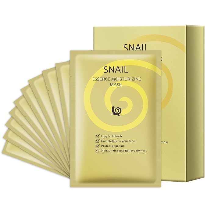 Face Masks Skincare, Snail Mucin Sheet Mask 10 Pack With Snail Mucin Serum, Hydrating Face Mask For Dry, Sensitive Skin, Self Care, Sheet Masks, Facial Masks For Women Skin Care, Bridesmaid Gifts