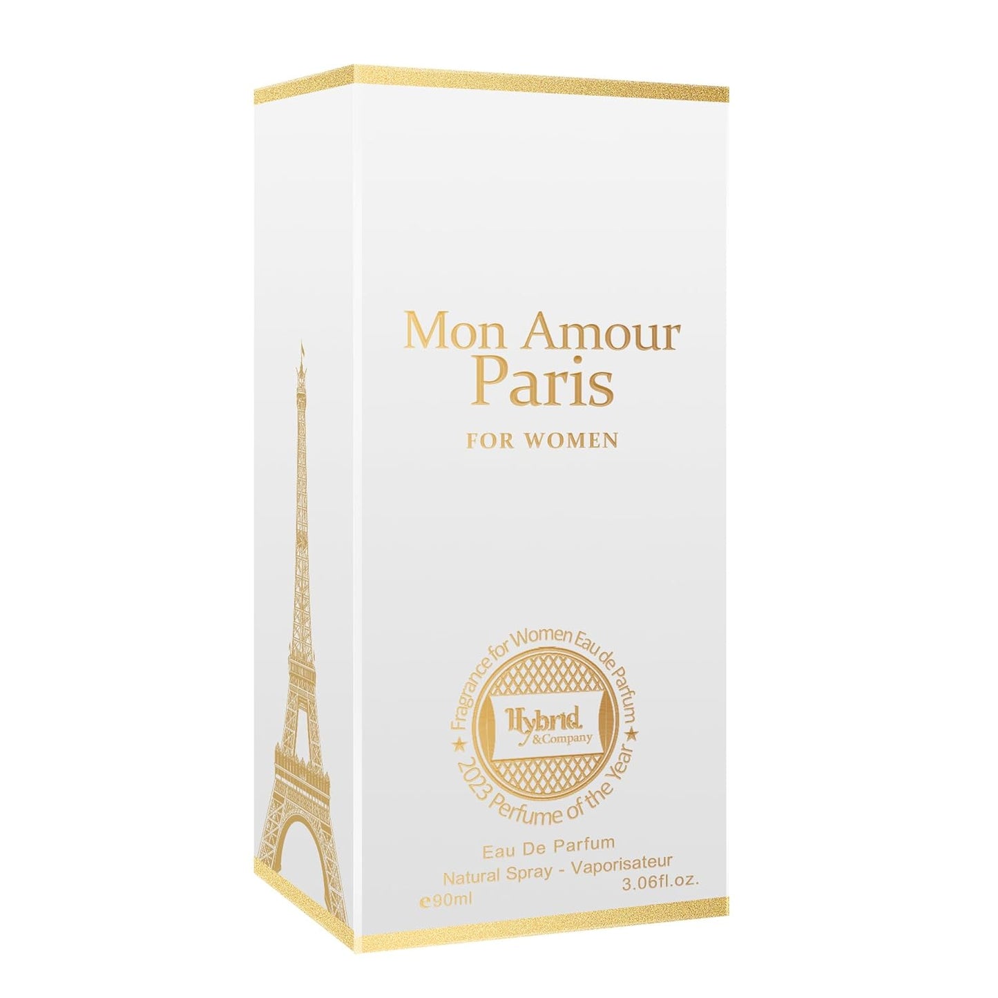 Hybrid & Company Mon Amour Paris Fascinating Fragrance for Women Eau De Parfum Natural Spray Elegant Scent, 3.04 Fl Oz