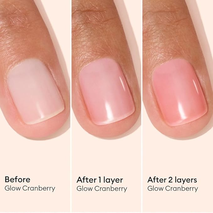 Manucurist Active Glow Cranberry All-in-One Perfecter Nail Polish & Care - No Lamp - Vegan & Made in France Ultra-Glowy Coral Mirror-Like Shine - Nail Concealer & Care - Plant-Based Ingredients