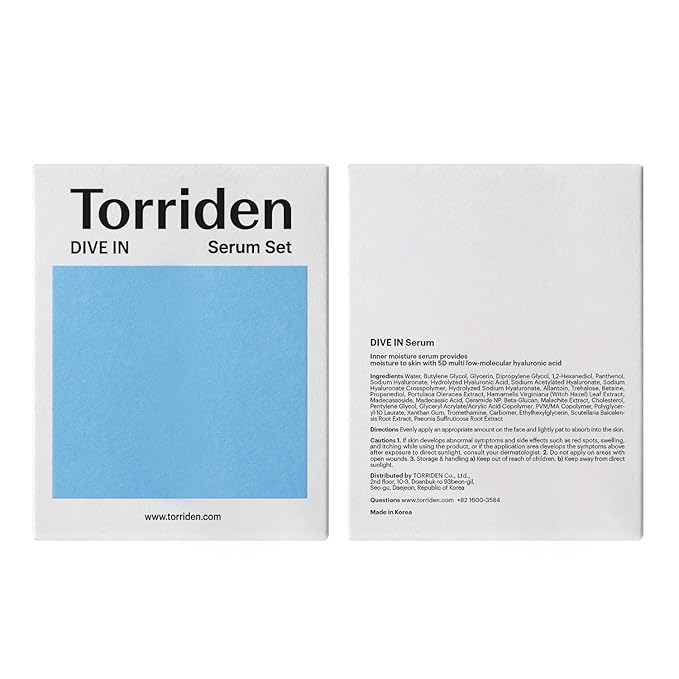 Torriden DIVE IN Hyaluronic Acid Serum 50ml(1.69 fl.oz.) * 2 (Pack of 2) | Deep Hydration to Get Glow Skin | Hyaluronic Acid, Panthenol, Allantoin | Korean Facial Serum
