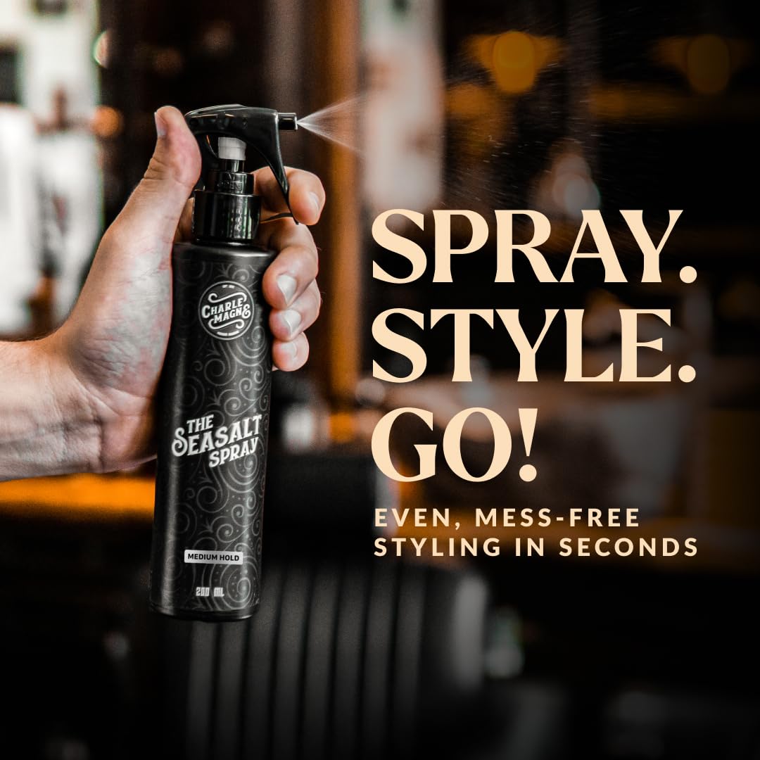 Sea Salt Spray for Men - Salt Water Texture & Volume Spray for Men’s Beach Waves & Curls with Heat Protection 200 ml - Made in Germany (6.76 Fl Oz, Medium Hold (Pack of 1))