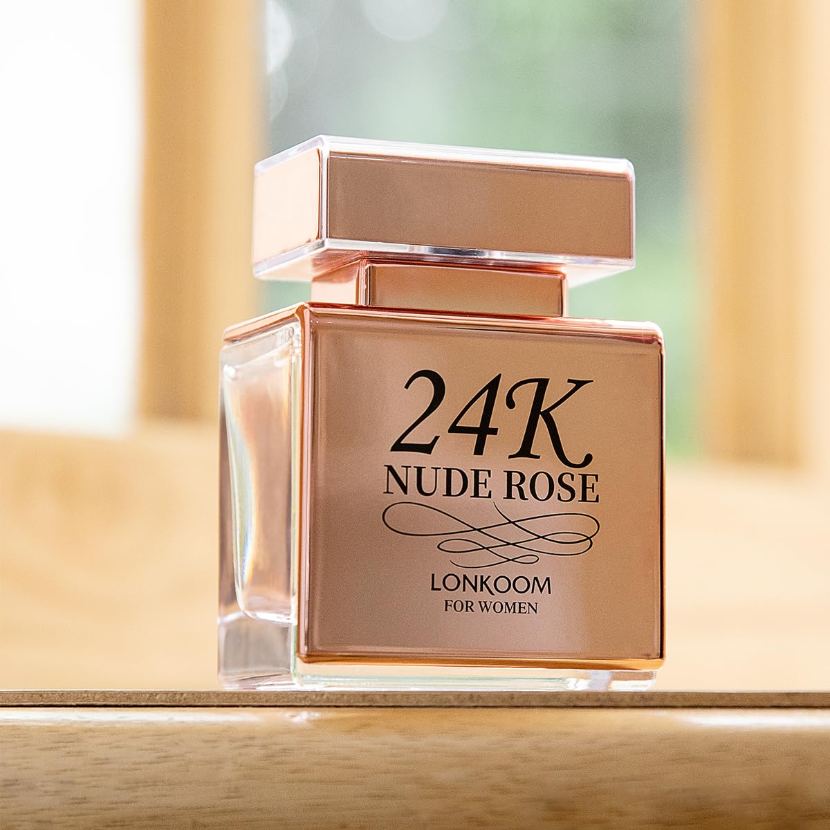 Lonkoom 24K Nude Rose Perfume for Women, 3.4 Fl Oz/100ml Eau de Parfum Spray Long-Lasting Fragrance, Floral Notes of Sweet Pea, Bergamot, Peony, Rose, Musk