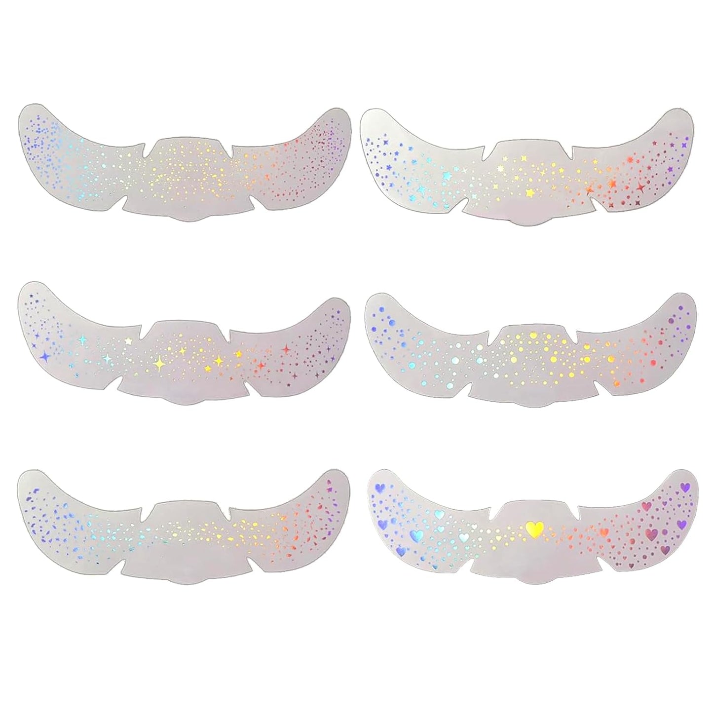 6Pack Holographic Multichrome Glitter Freckles Face Tattoo,Waterproof Sparkle Face Glitter Makeup Patches,Temporary Faces Speckles for Women.