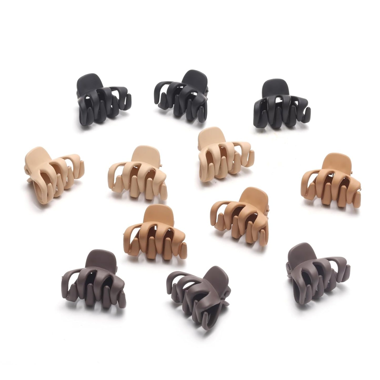 Cobahom 12 Pack Small Hair Claw Clips 1.2 Inch Matte Hair Clips for Thin Hair No-Slip Mini Hair Clips Hair Styling Accessories for Women and Girls, Apricot, Black, Brown, Chocolate