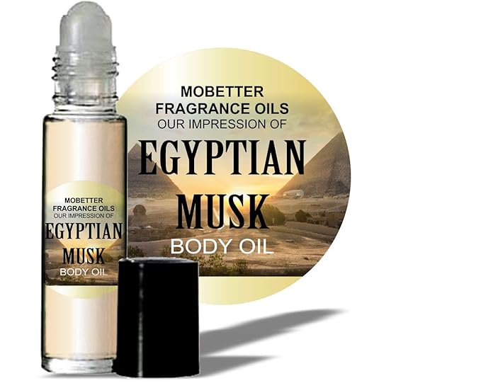 Egyptian Musk Fragrance Body Oil 1/3 oz roll on Glass Bottle, Strong, Uncut, Travel Size, Long Lasting Perfume Oil