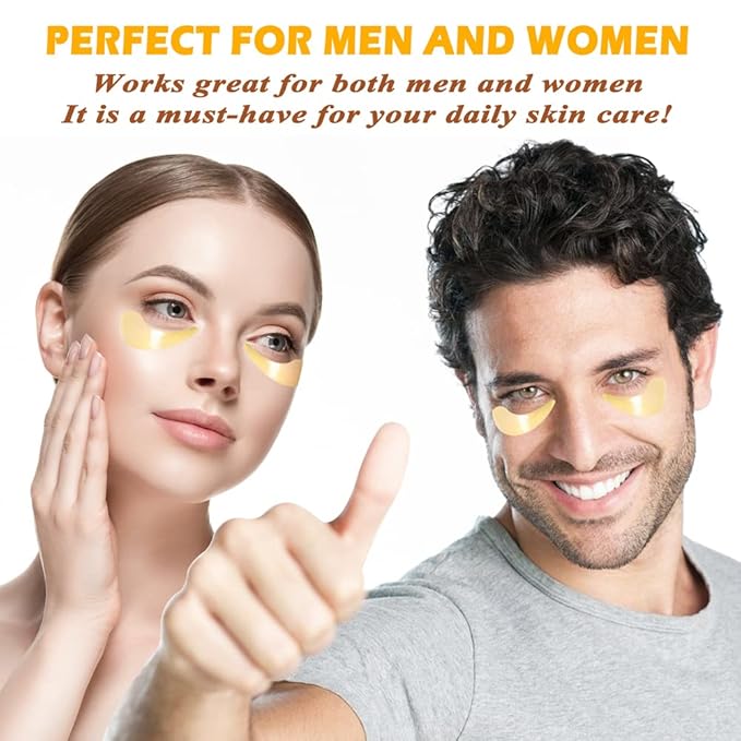 24K Gold Eye Mask, 30 Pairs Under Eye Masks for Dark Circles and Puffiness Treatment, Under Eye Patches for Puffy Eyes and Eye Bags, Gel Eye Mask Eye Pads for Face Skin Care