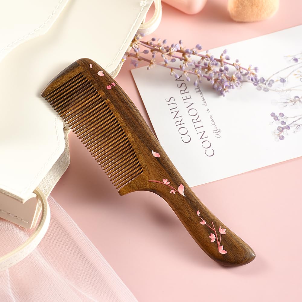 TAN MUJIANG Hair Comb for Women Natural Wood Antistatic Scalp Massage Spring 1pc