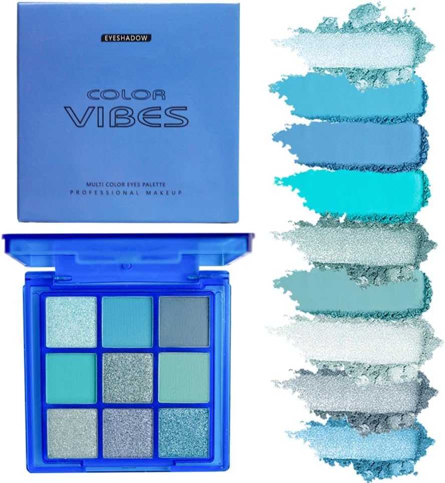 4 Pack/Set Eyeshadow Palette Set - Black, Blue, Green, Purple Themes, High Pigmented Blendable Matte & Glitter Shimmer Finishes, 24-Hour Long Wear Eye Makeup for Christmas Party & Music Festival