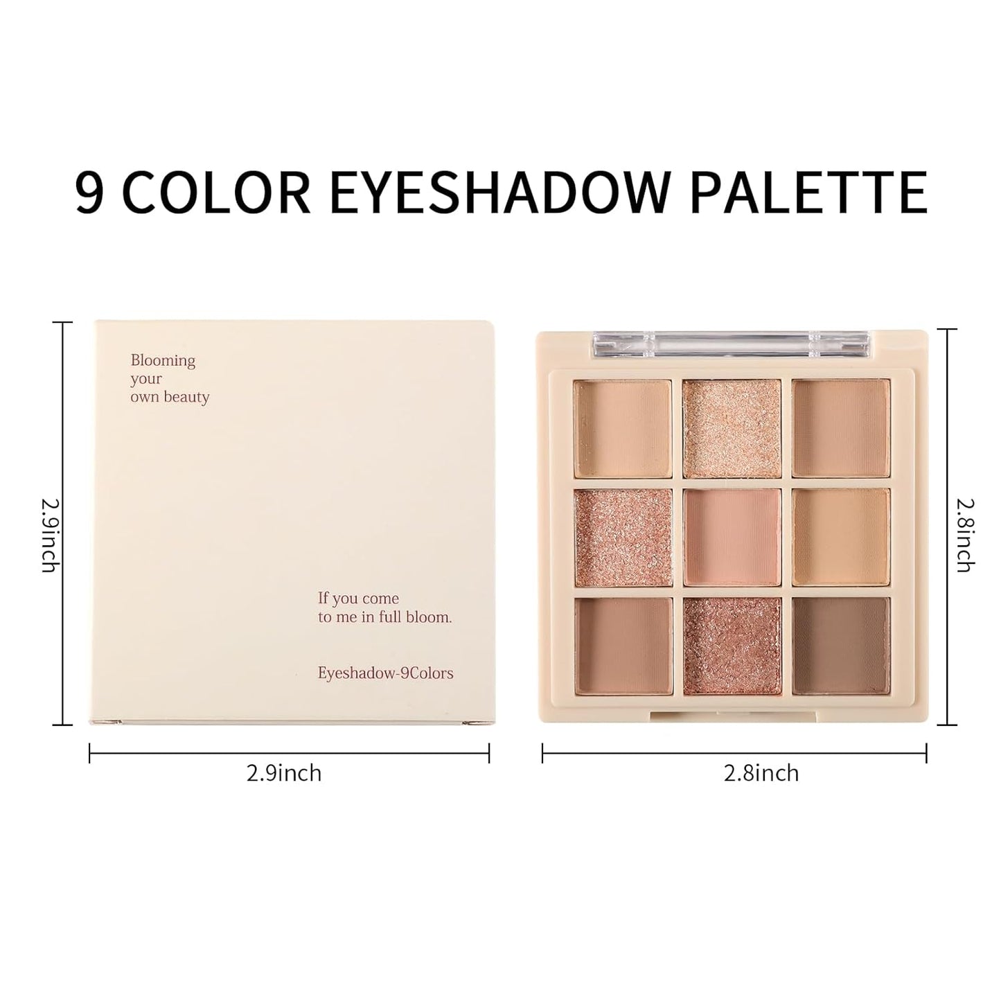 Erinde 9 Colors Eyeshadow Palette, Matte Shimmer Glitter Eye Shadow Makeup Palette, Highly Pigmented Long Lasting Waterproof, Natural Neutral Nude Eyeshadow Makeup Pallet, Milk Latte Color
