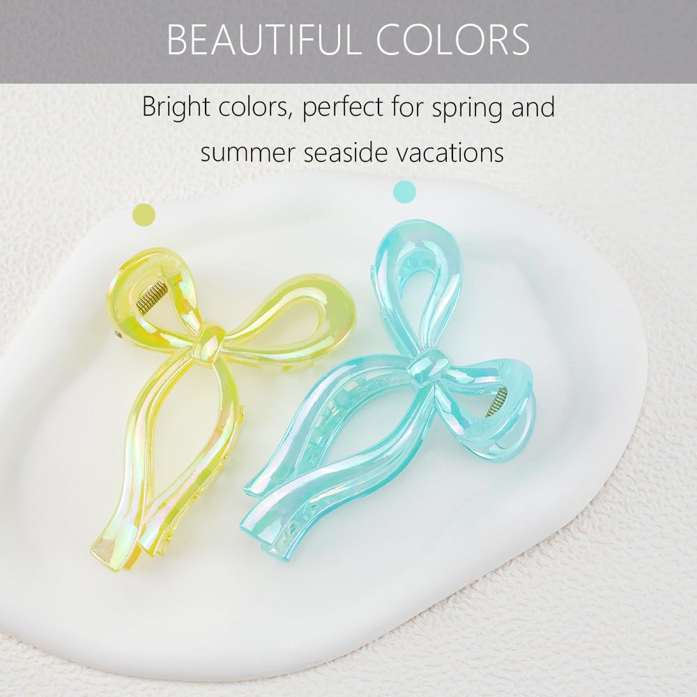 4PCS Jelly Color Bow Hair Claw Clips Cute Elegant Butterfly Hair Accessories Acrylic Fashion Clips Nonslip Butterfly Clip Hair Styling Accessories for Women (Jelly color)