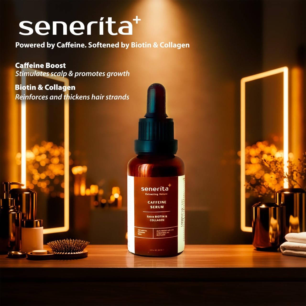 senerita+ Caffeine Serum with Extra Biotin and Collagen, 1 fl oz