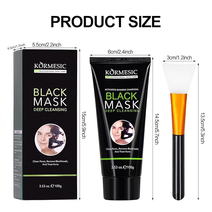 Blackhead Remover Mask, Charcoal Peel Off Face Mask, Purifying Peel Off Mask for Deep Cleansing Blackheads and Pores, Deep Cleansing Mask with Brush, 100g