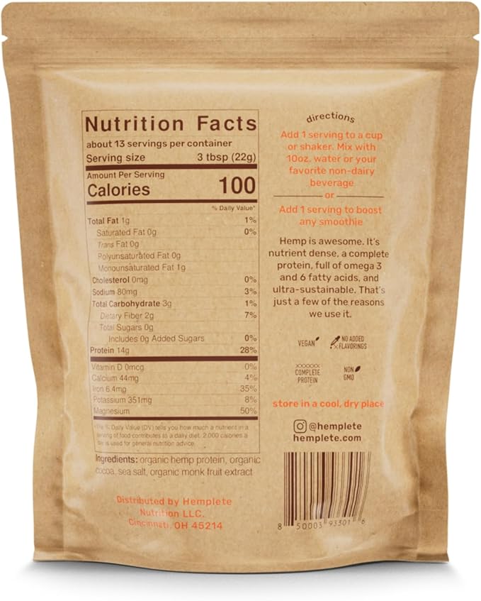 Hemp Vegan Protein Powder for Heart 9 Essential 10 ounces)