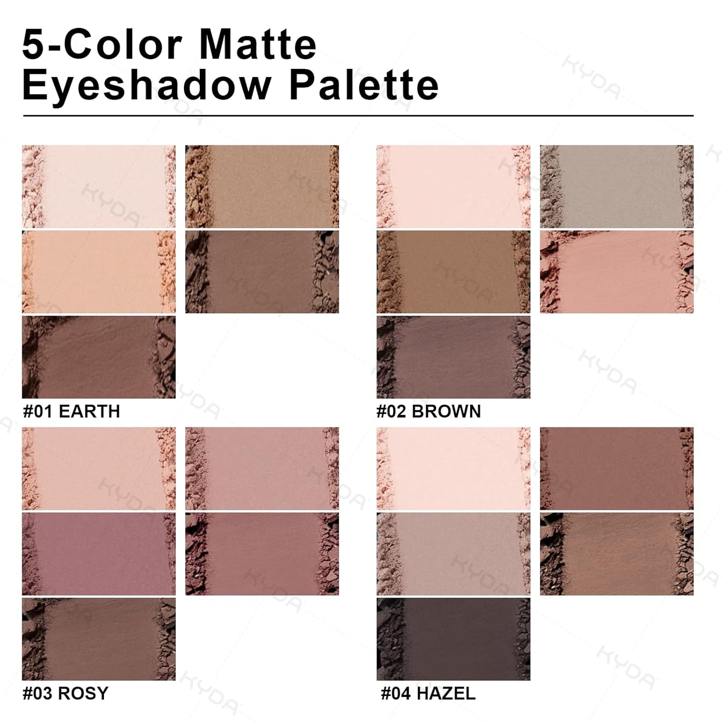 KYDA 5 Colors Matte Rose Brown Eyeshadow Palette, Neutral Nude Eyeshadow, All Matte Eyes Makeup Palette, High Pigment Pressed Powder Eye Makeup Gift for Women, Lasting Blendable Daily Eye Shadow, ROSY