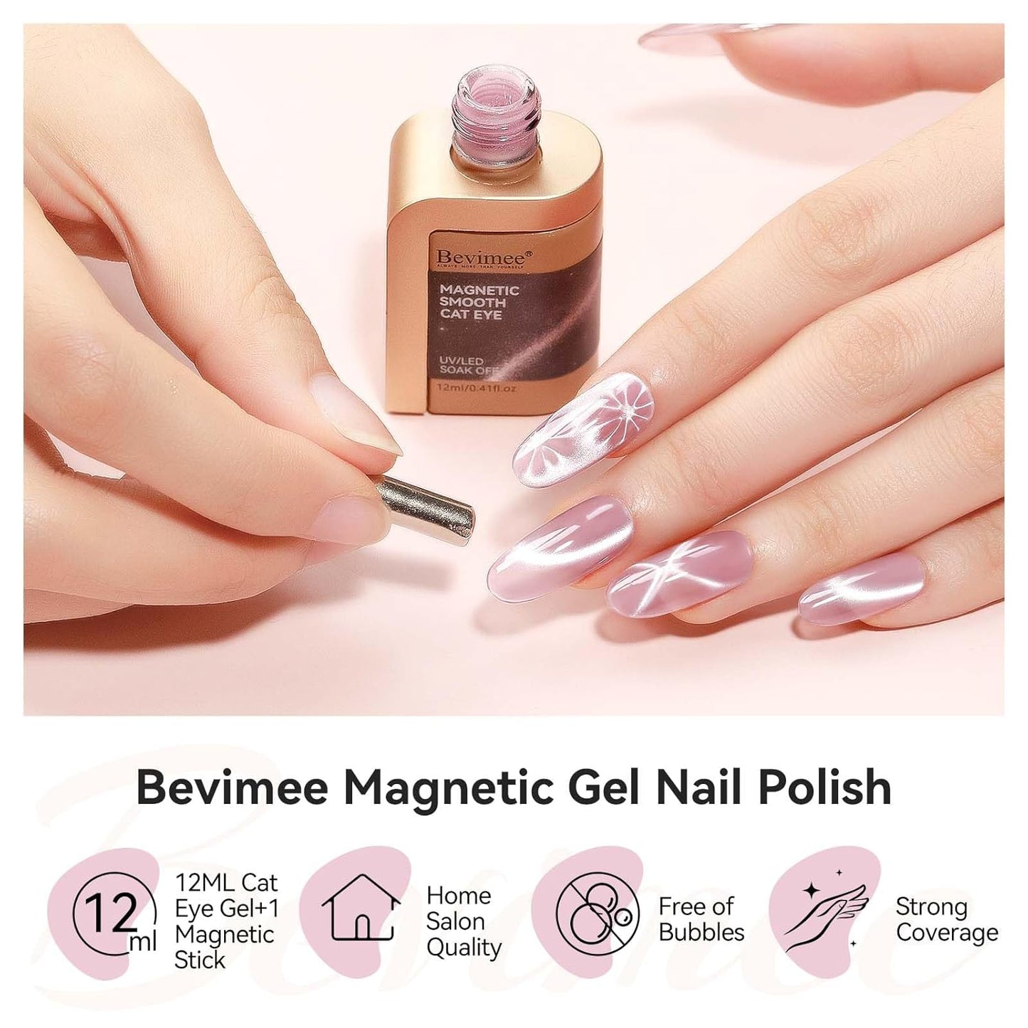 Cat Eye Gel Polish with Magnet, Magnetic Gel Nail Polish Glass Jelly Transparent Color UV Cateye Nail Polish for Nail Art DIY and Salon