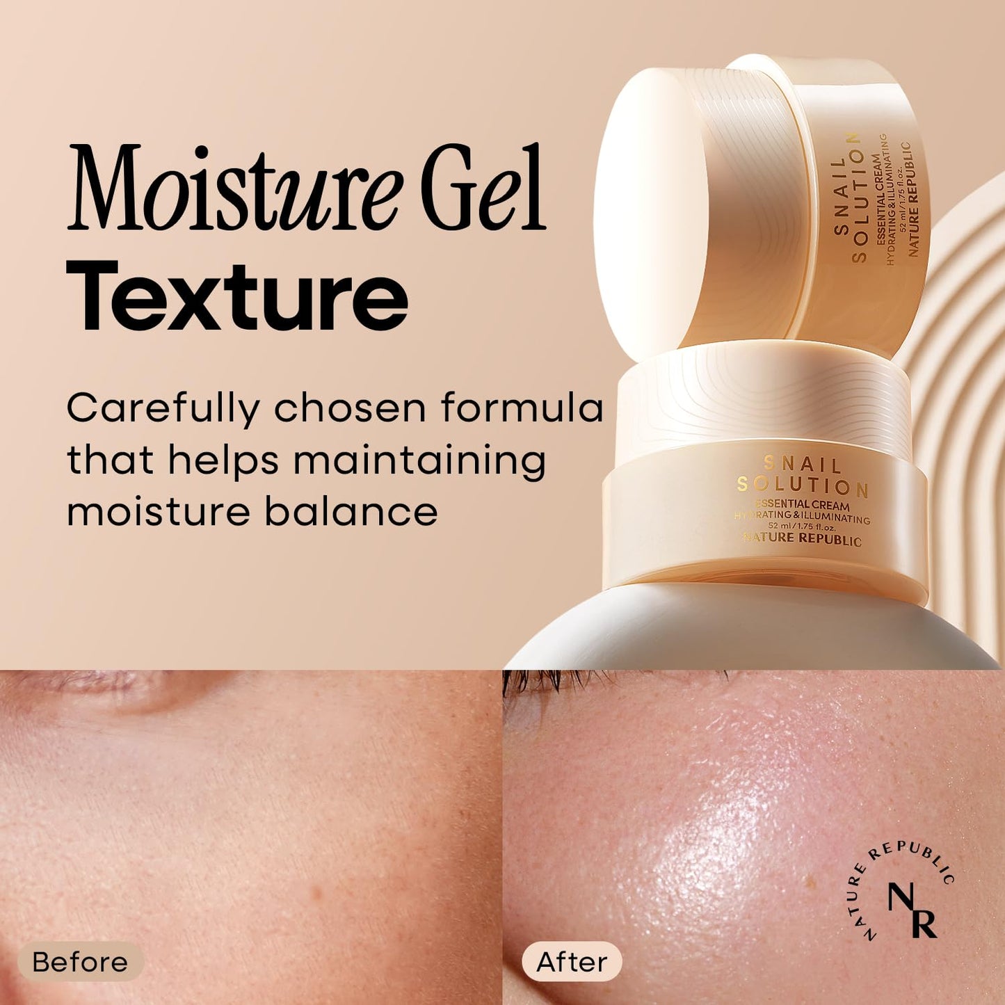 Nature Republic Snail Mucin Cream - Korean Moisturizer, Advanced Face Moisturizers for Skin, Snails, Asian Skincare, K-Beauty Care, Hydrating, Glass Facial Mucus, 52mL/1.75 Fl.Oz