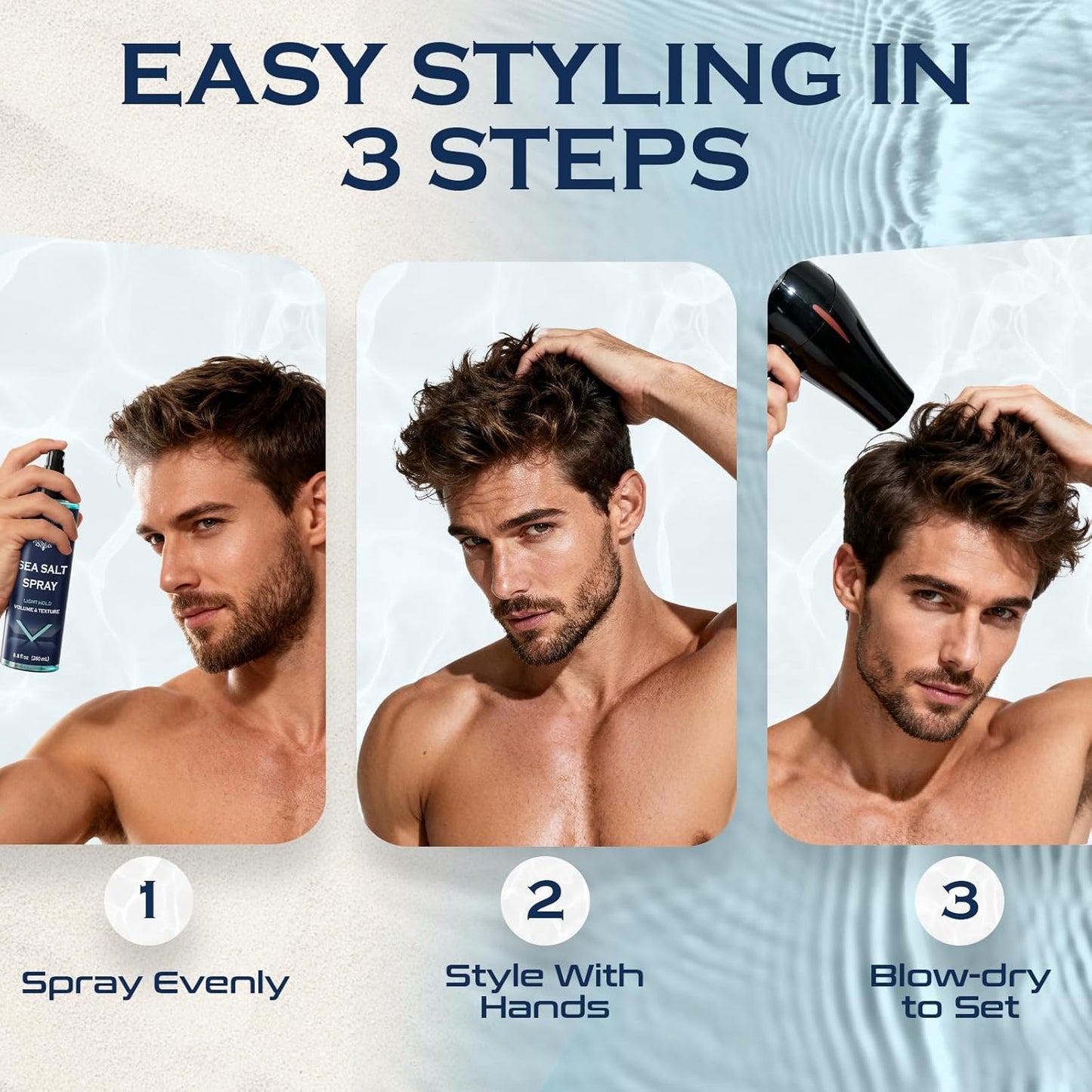 Sea Salt Spray for Men, Light Hold Thickness, Texturizing Hairspray, Stocking Stuffers for Man, Surf Spray Adds Instant Volume, Travel Essentials, Christmas Gift for Men, 8.8 Oz