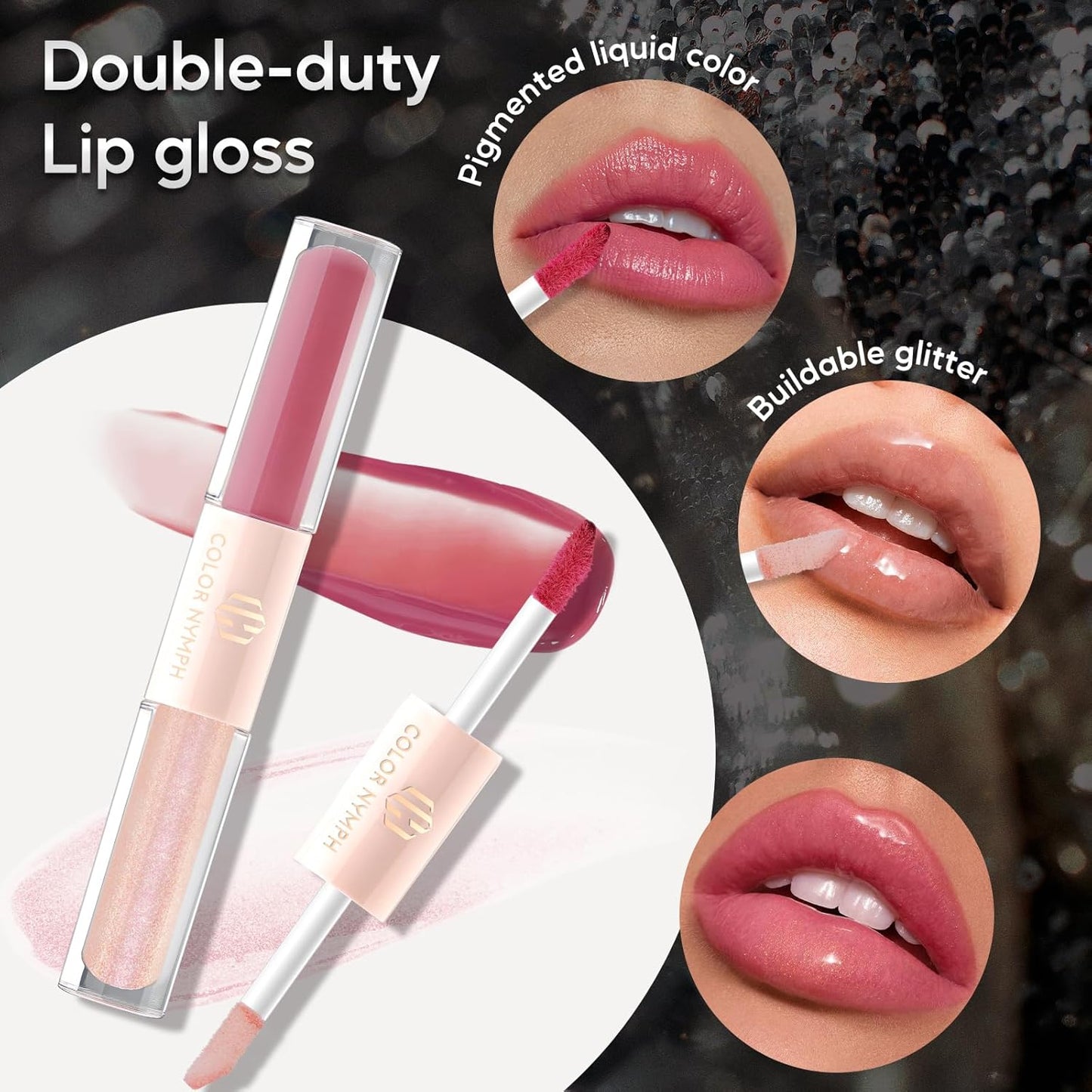 Color Nymph Full Cosmetics Set for Beginner, Makeup Gift Kit for Girls, Women & Teens, Sequin Make up Bag for Starters Includes Lip Gloss, Lipstick, Liquid Blush, Eye shadow Palette, Mascara etc