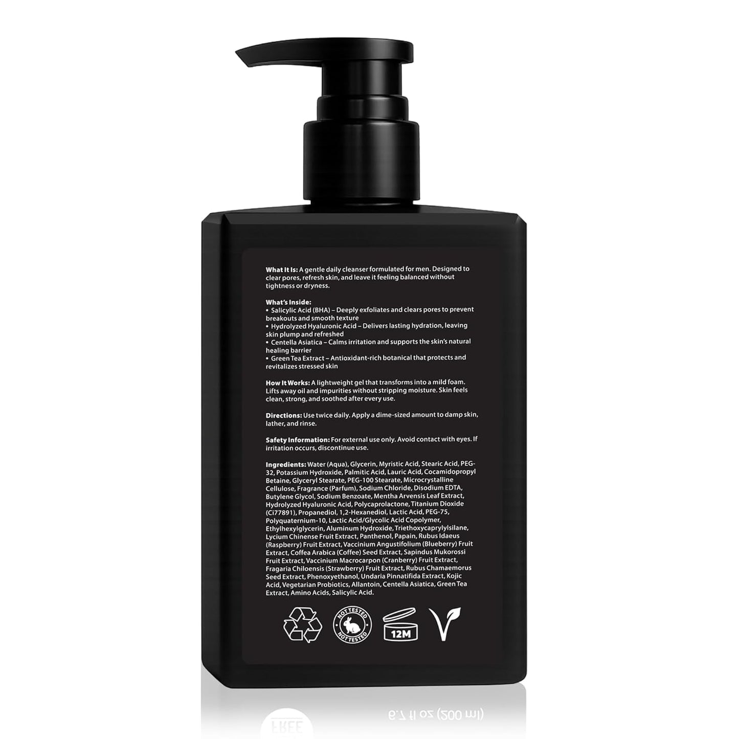 Men’s Facial Cleanser – Gentle Exfoliating & Deep Cleansing Face Wash for Dry, Sensitive, Oily & Acne-Prone Skin – Daily Hydrating Skincare with Salicylic Acid, Green Tea & Amino Acids – 6.7 oz