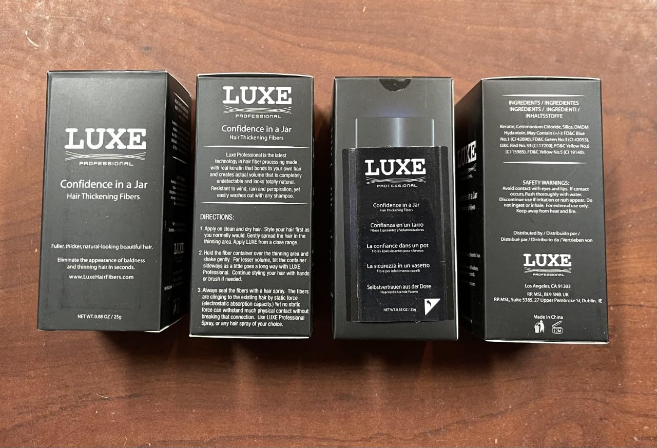 LUXE Hair Building Fibers - Thickening Fibers - CONFIDENCE IN A JAR – 2 Months+ Supply! – Hypoallergenic, Dermatologist Tested – Multiple Colors Available (Auburn)