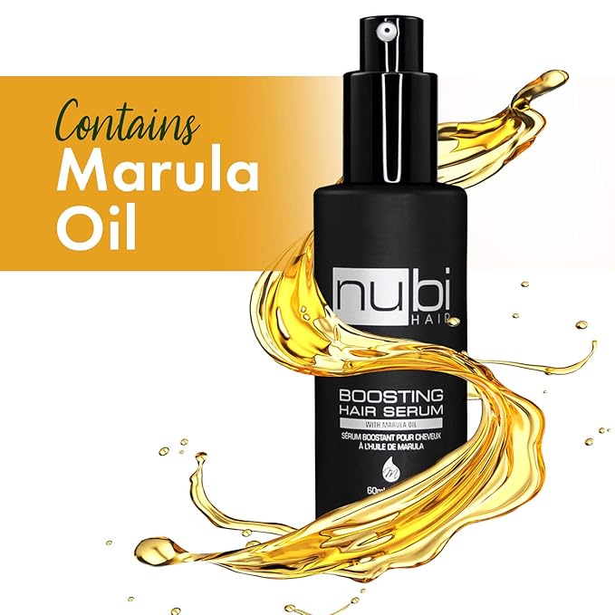 Nubi Serum for Damaged Hair, Marula Repair Serum with Aloe, Vitamin E, Hydrates and Smooths Hair, Frizz Control Product for Women and Men, 2 Fl. Oz. / 60 Ml., 1 Count