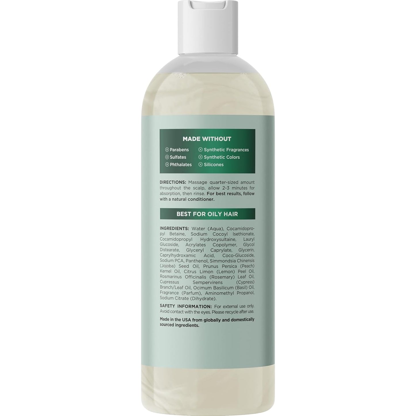 Clarifying Shampoo for Oily Hair and Scalp - Degrease Deep Cleansing Shampoo Build Up Remover with Rosemary Oil for Greasy Hair & Scalp - Vegan Color Safe Sulfate Paraben & Cruelty Free (12 Fl Oz)