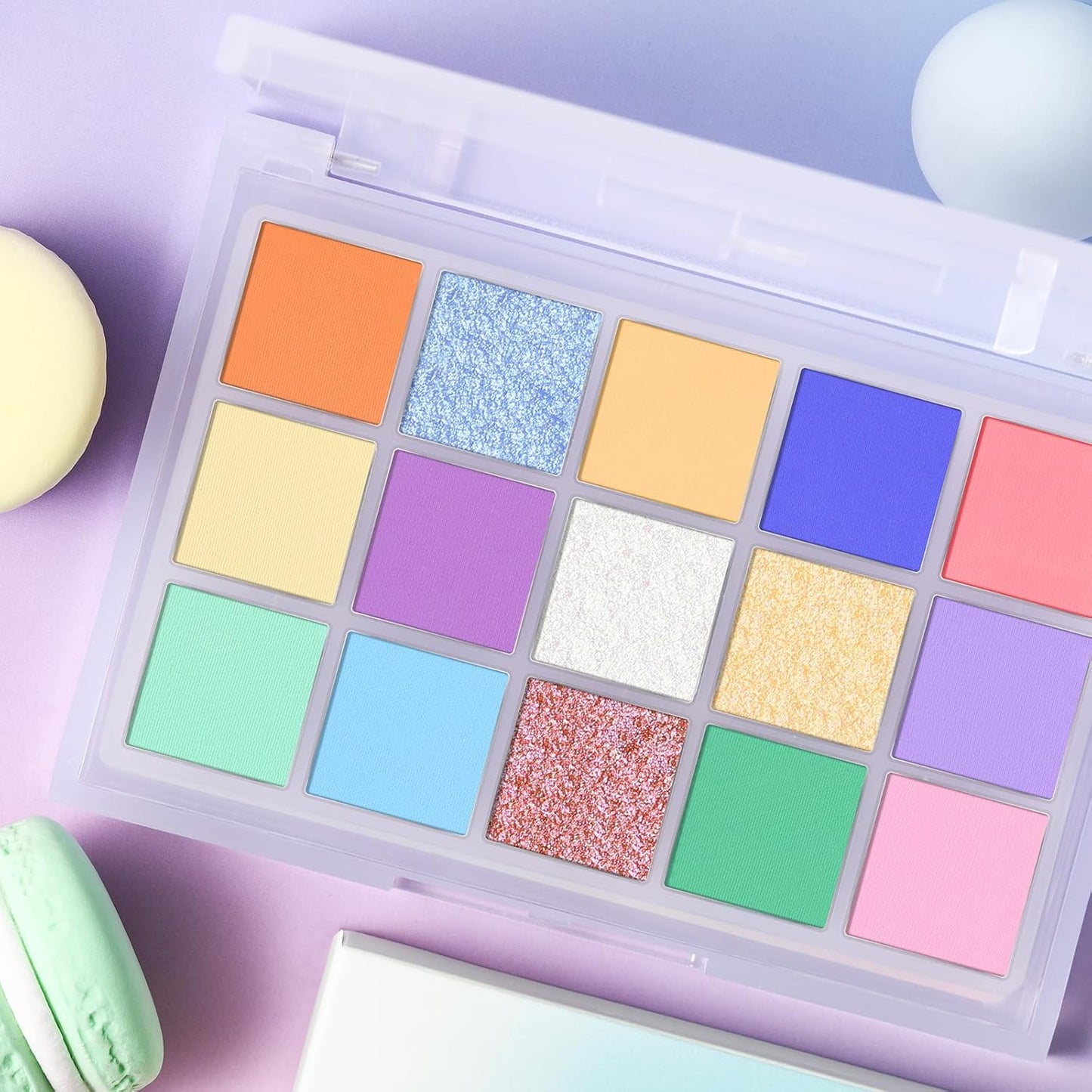 UCANBE Colorful Eyeshadow Palette – 15 Colors Vibrant Matte, Dazzling Shimmer & Glitter Duochrome Finishes – Highly Pigmented, Blendable, Long-Lasting Pastel Rainbow Eye Makeup Pallet - Seaform Dreams