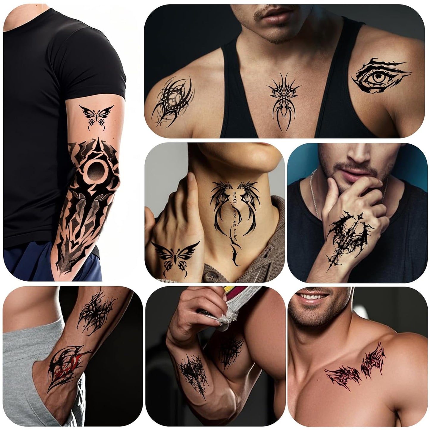 77 Sheets Temporary Tattoo, 17 Sheets Half Arm Cyber Sigil Fake Arm Leg Chest Tattoos for Adults Men Women, 60 Sheets Small Tattoos Stickers for Boys Girls Kids Body Art Design