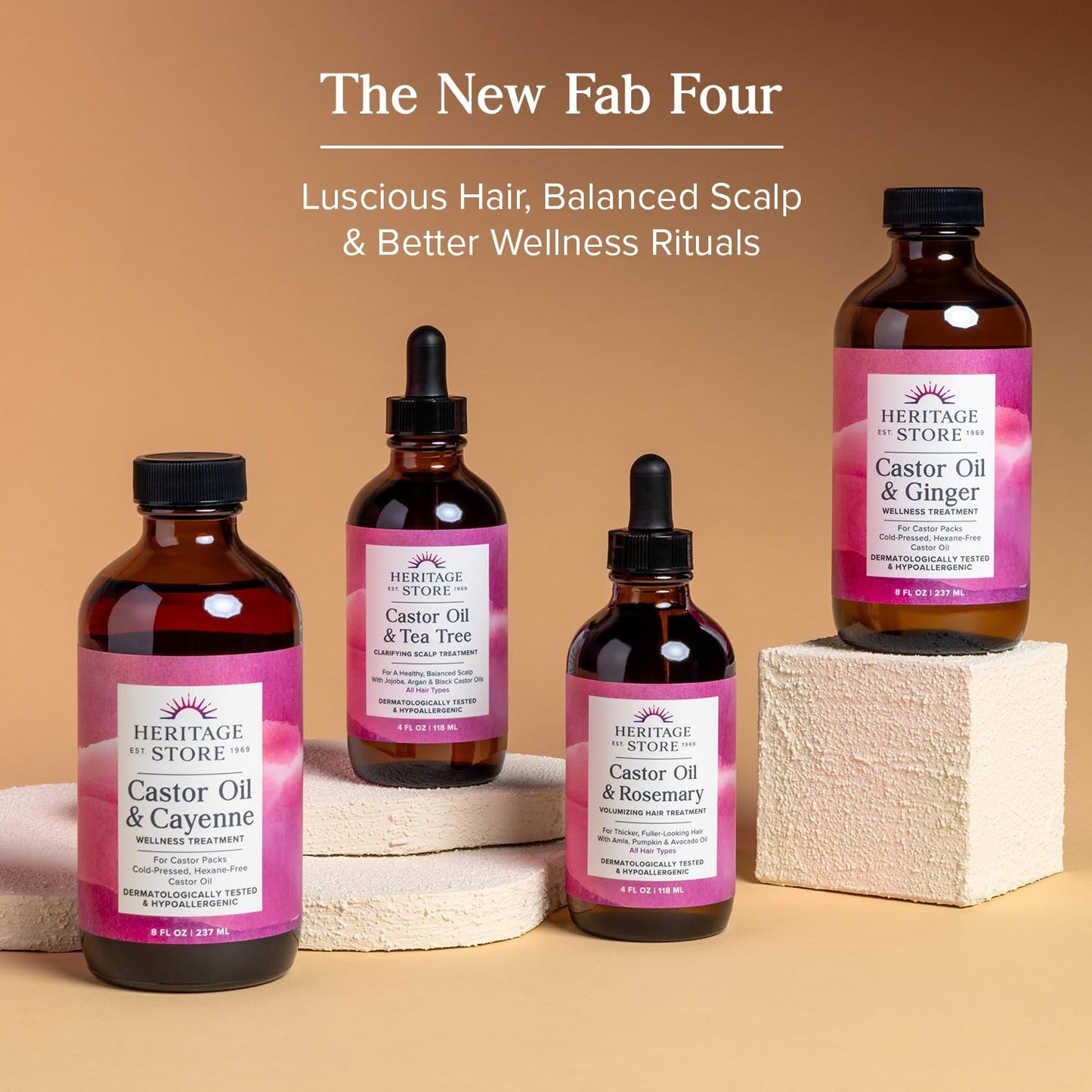 HERITAGE STORE Castor Oil & Tea Tree Oil Clarifying Scalp Treatment - Hair and Scalp Oil - w/Black Castor Oil, Organic Castor Oil, Jojoba Oil, Argan Oil - Hypoallergenic, Vegan, 60-Day Guarantee, 4oz