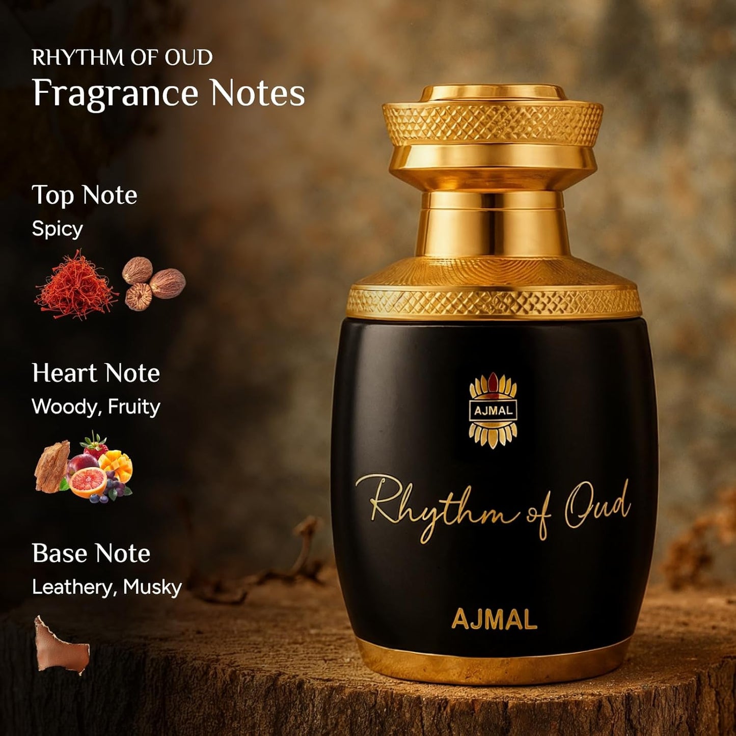 Ajmal Rhythm Of Oud Eau De Parfum 2.5 Oz / 75 ML For Men & Women | Long Lasting Oud Fragrance - Made In Dubai