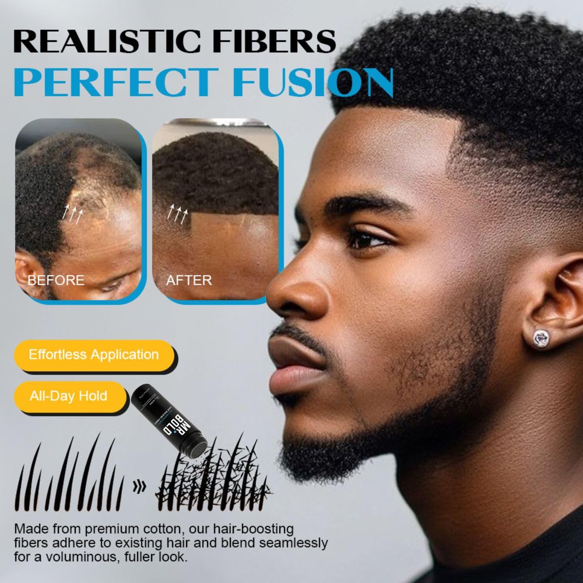 Hair Building Fibers 27.5g (Black) Hair Fibers for Thinning Hair for Men & Women – Conceals Fine Hair, Bald Spots, Hair Loss – Instantly Fuller Thicker Hair Look – Hair Concealer Powder