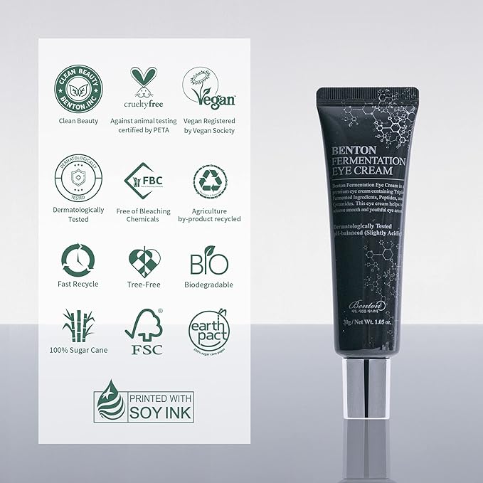 BENTON Fermentation Eye Cream New Version (1.05 oz.) - Galactomyces & Bifida Ferment Anti-Wrinkle Eye Treatment Cream, Dark Circles & Puffiness & Under Eye Bags