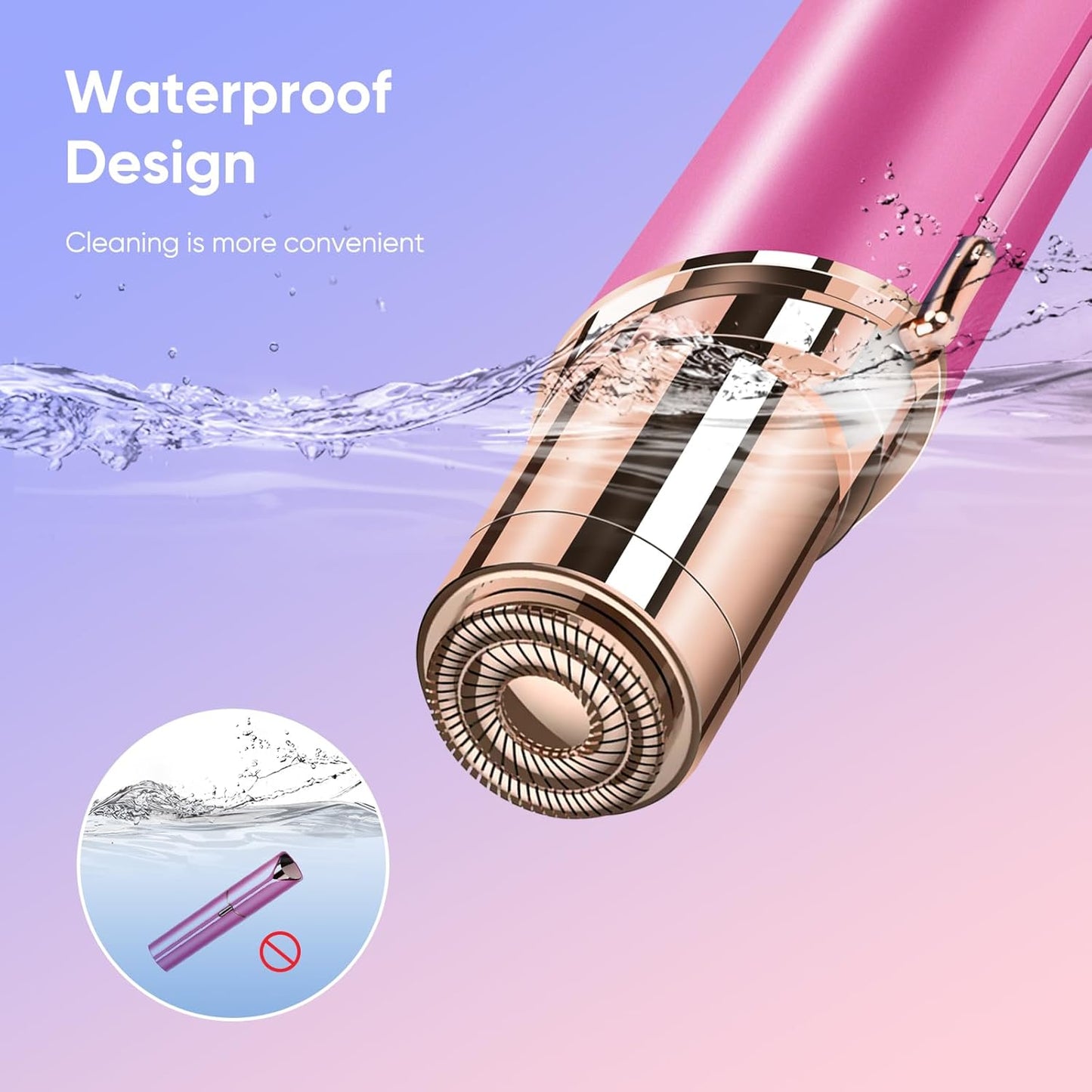 Facial Hair Remover for Women- as Seen on TV Painless Face Shaver -Mini Hair Remover, Electric Razor Shaver Portable Bikini Epilator for Lips, Chin, Armpit, Peach Fuzz, Fingers, Neck, Cheek (Rose red)