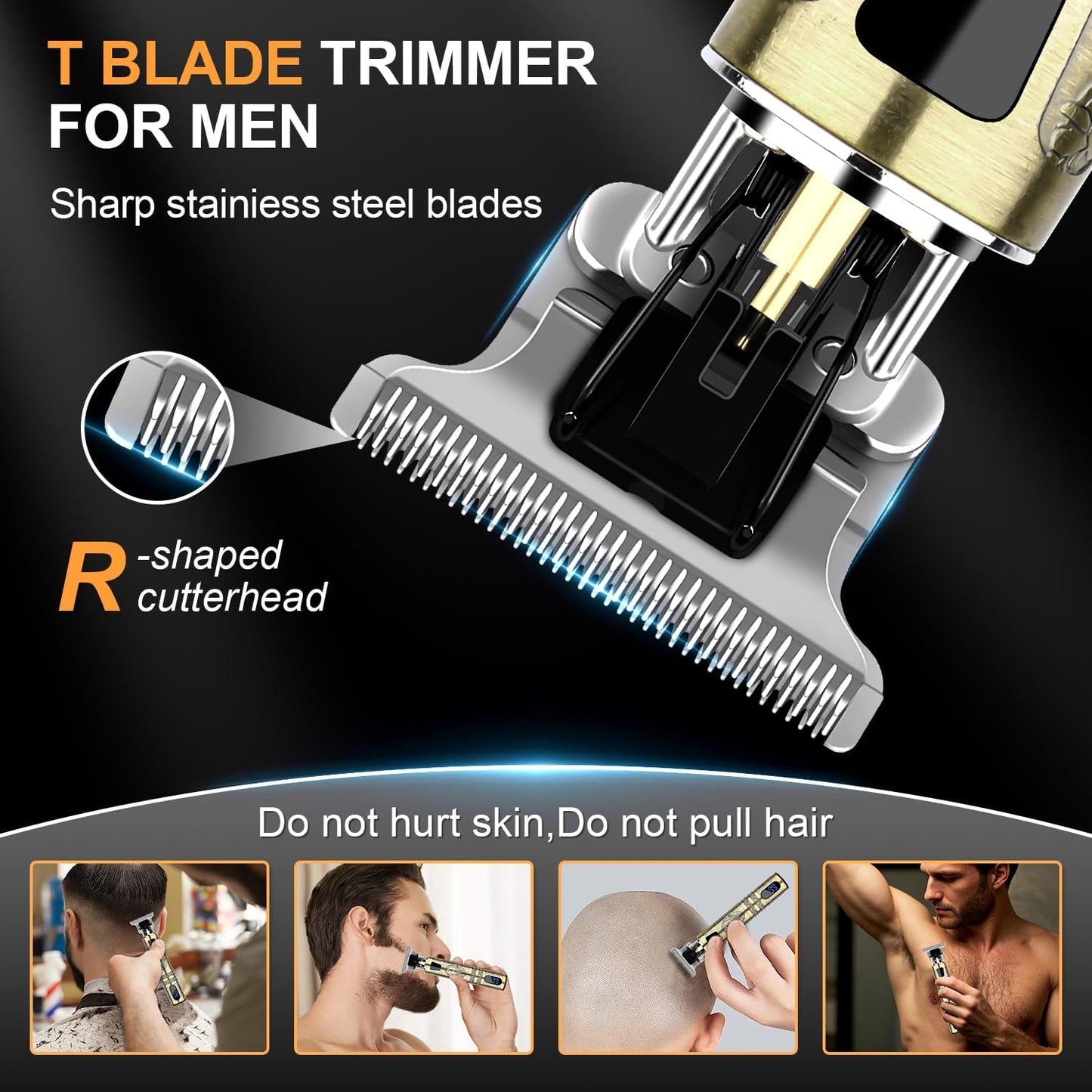 Professional Hair Clippers Set for Men, Cordless Rechargeable Barber Trimmers for Hair Cutting, Electric Shavers, LED Display, Grooming Kit for Head, Face, Body, Gifts for Men Husband & Father