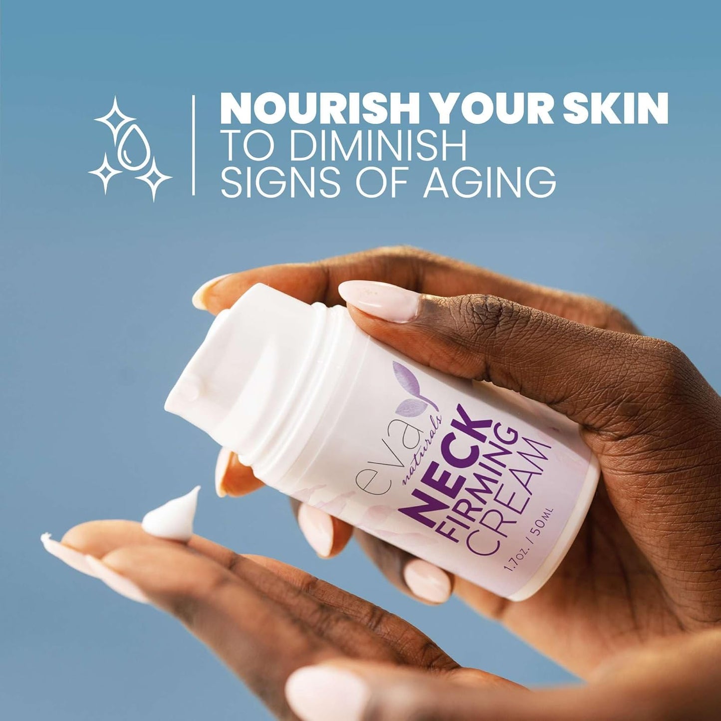 Eva Naturals Neck Firming Cream for Women - Neck Cream for Firming, Tightening, Lifting Sagging Skin, Anti Aging Moisturizer with Retinol, Collagen, Hyaluronic Acid, Peptides & Vitamin C — 1.7 Fl Oz