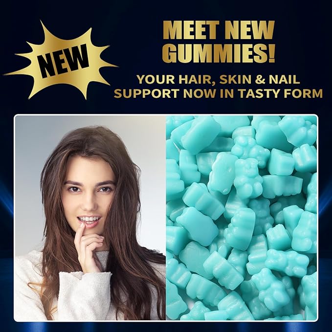 Biotin Collagen Gummies – Hair Skin and Nails Vitamins for Women & Men – Hair Growth Vitamins: B1, B2, B3, B6, B7, Collagen, Keratin, Vitamin A & D – Hair Growth Supplement – 60 Gummy Bears