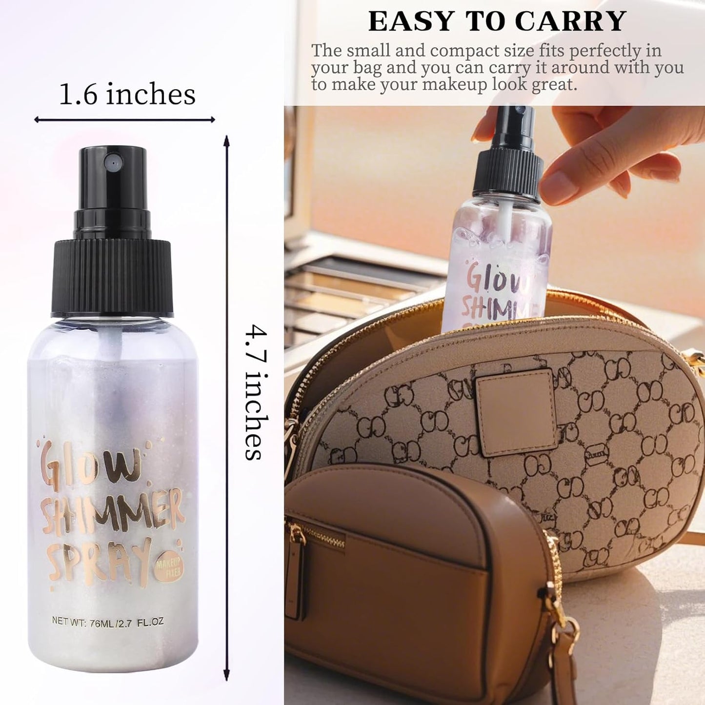 Glitter Spray for Hair and Body, Glitter Body Spray, Quick-Drying Waterproofing Body Shimmer Suitable for Festival Rave,Halloween, Christmas