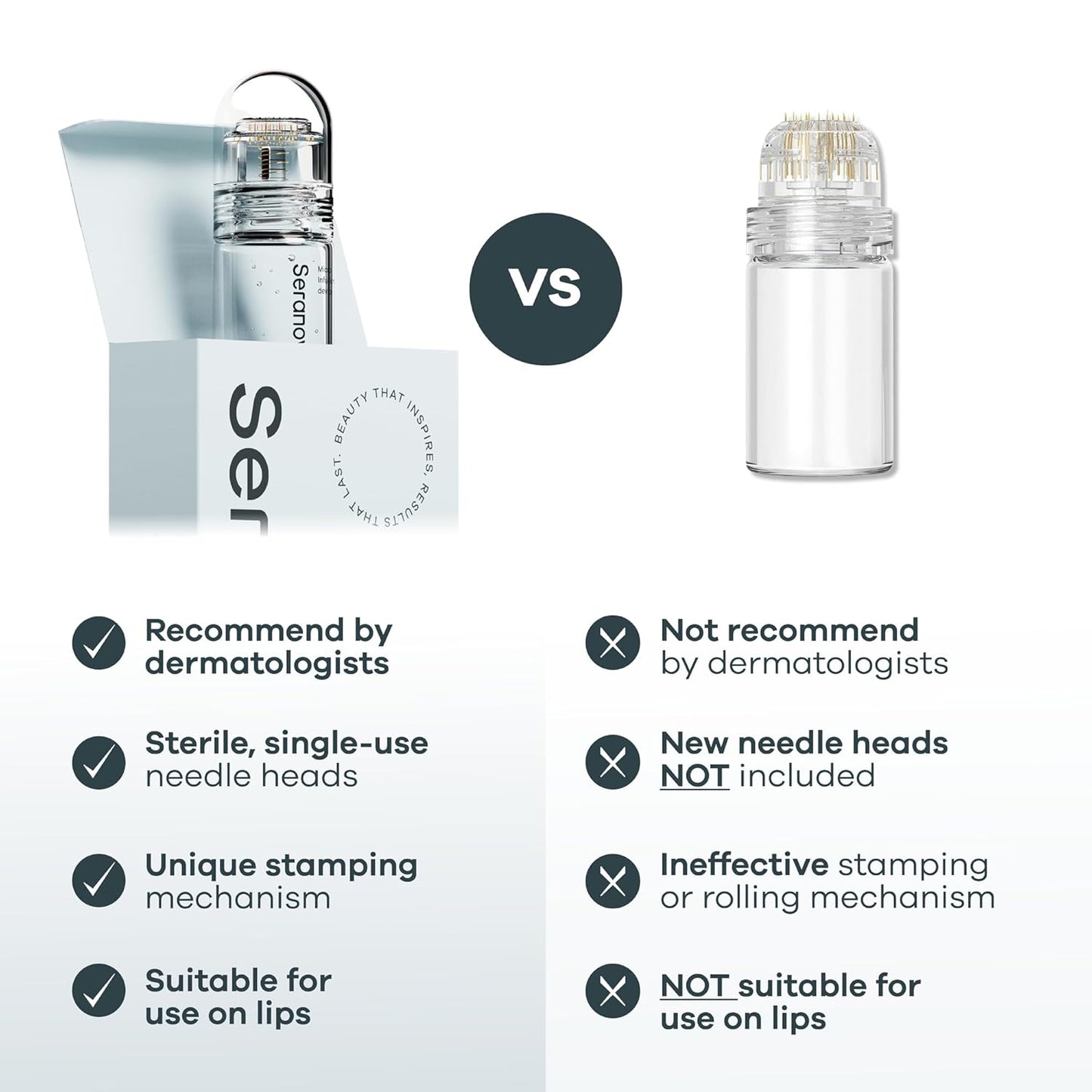 Seranova Micro Infusion System for Face & Neck 0.05mm Stamp with Hyaluronic Acid & Collagen Peptide Serum for Firmer Smoother-Looking Skin, Easy 5-Minute At-Home Skin Care Application - 2 Month Supply