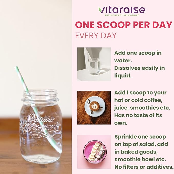 Hydrolyzed Collagen Powder - Type I & III Grass-Fed Collagen for Hair, Skin, Nail, Joints - Unflavored 22g per Serving - 30 Servings - 1.49 lbs - 3X Powerful - Hyaluronic Acid, VIT C, Added Nutrients