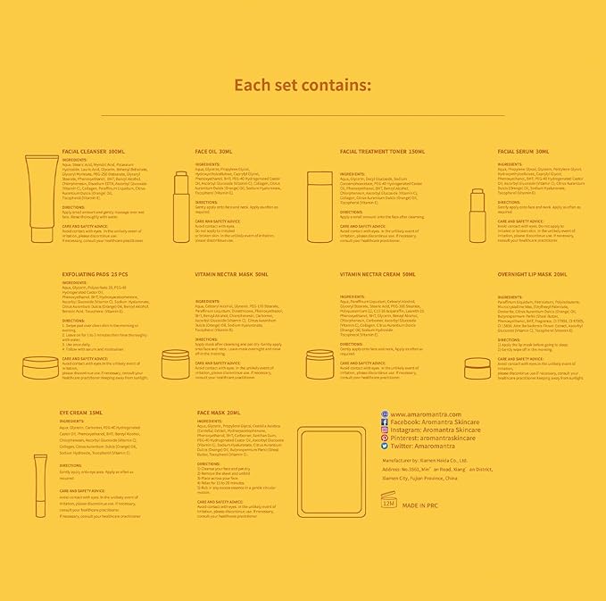 Complete 10-Piece Skin Care Set|Rich in Orange Essential Oil, Vitamin C, Vitamin E| Hydrating, Revitalizing, and Nourishing Facial Treatment – Achieve Radiant and Youthful Skin