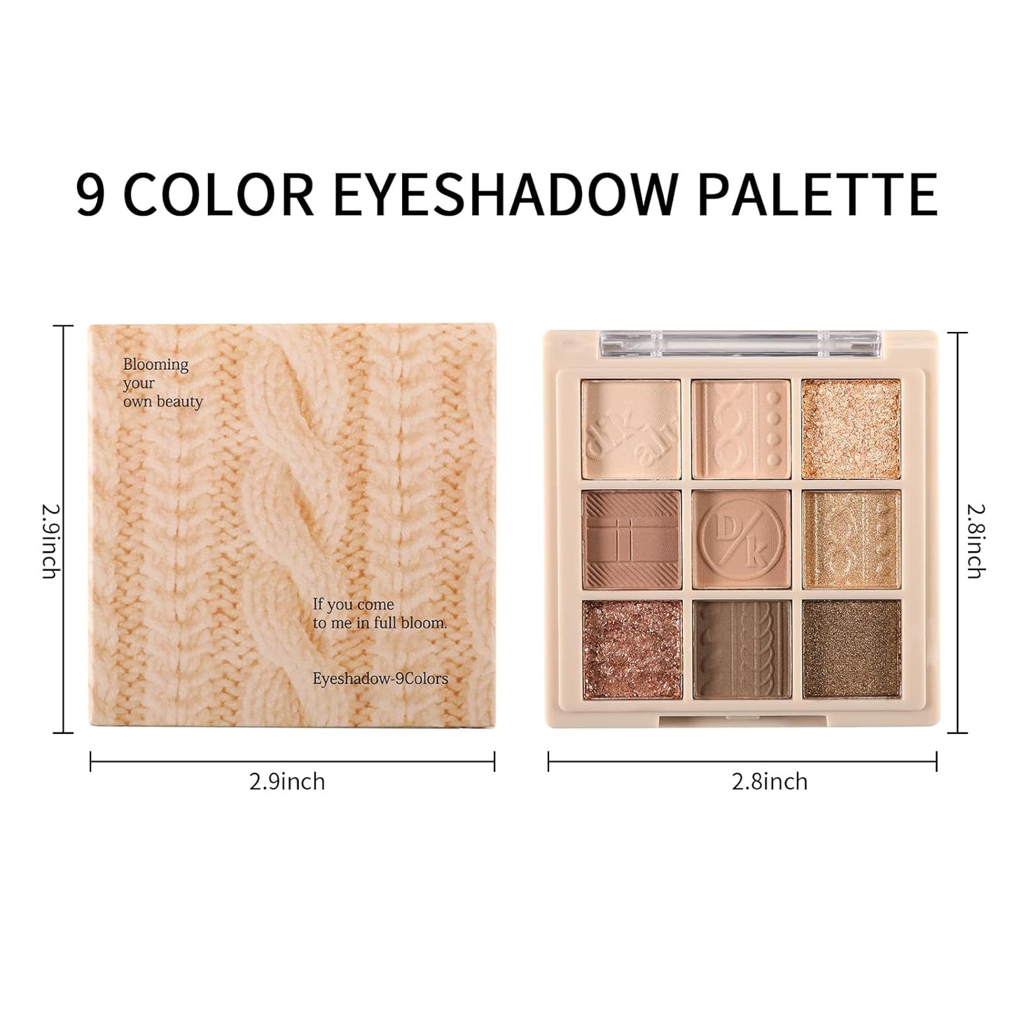 Erinde 9 Colors Eyeshadow Palette, Matte Shimmer Glitter Eye Shadow Makeup Palette, Highly Pigmented Long Lasting Waterproof, Natural Neutral Nude Eyeshadow Makeup Pallet, Cashmere
