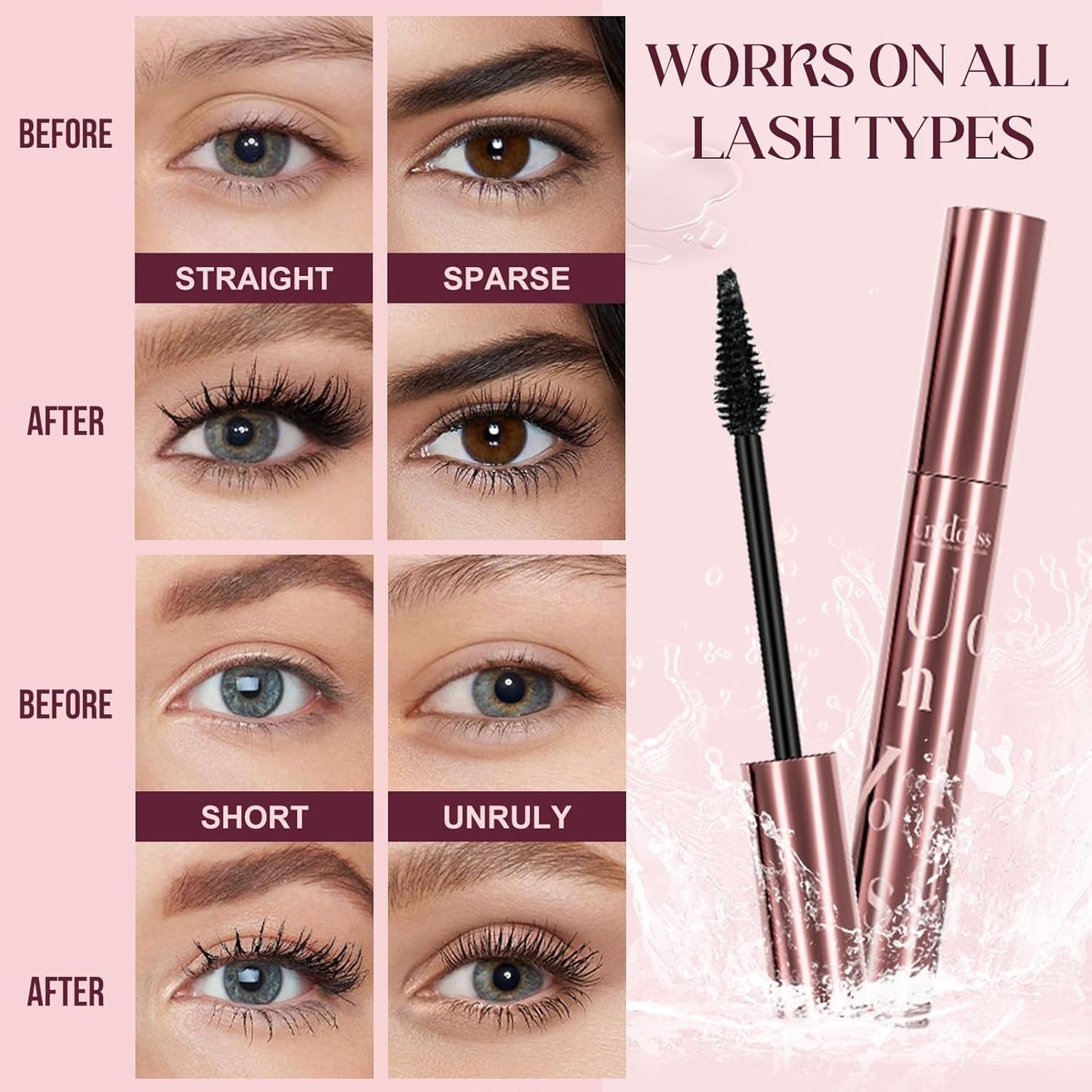 Unidollss Tubing Mascara Volume and Length Black and Lash Serum Set Lengthening Long Lasting All Day,Eyelash Growth Serum for Thicker,Longer Lash and Eyebrow,Tubing Mascara for 30+ Women,Gluten-free