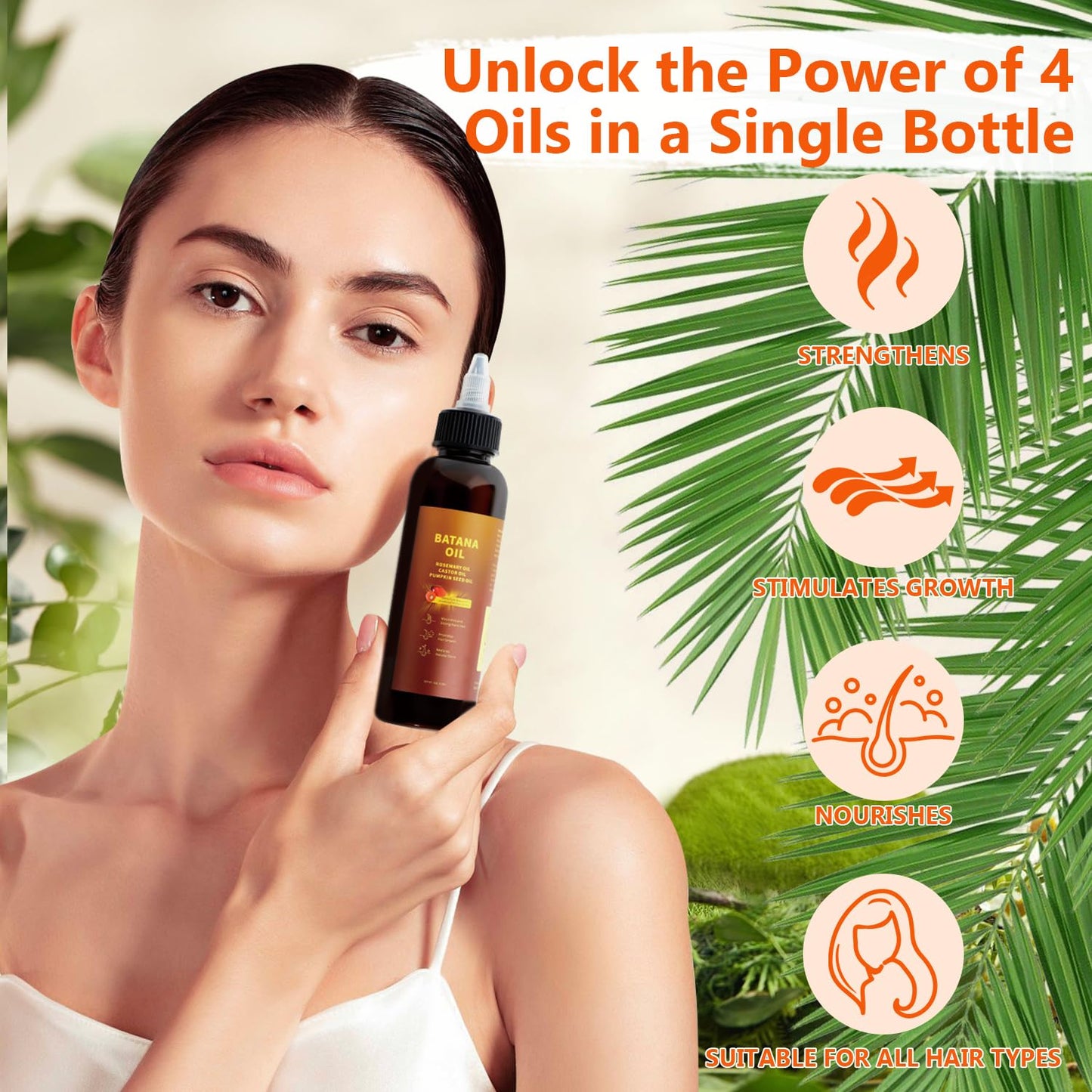 Natural Batana Hair Revival Formul, 4-in-1 Liquid Batana Oil, Batana Oil for Hair, Rosemary Oil for Hair, for Men and Women, Prevents Dry Hair & Hair Loss for All Hair Types (2PCS)