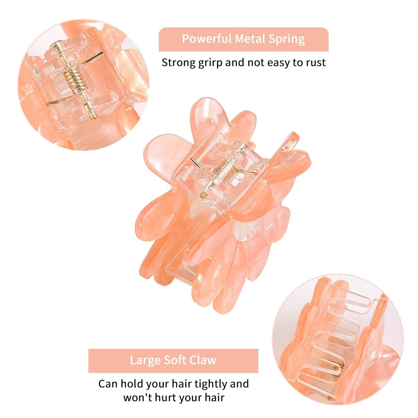 Jayongnee 3 PCS flower Hair Claw Clips for Women - Non-Slip Hair Clamps for Thin or Thick Hair - Cute flower Hair Accessories for Women Girls - Elegant Hair Styling Accessories (Multicolor, Medium)