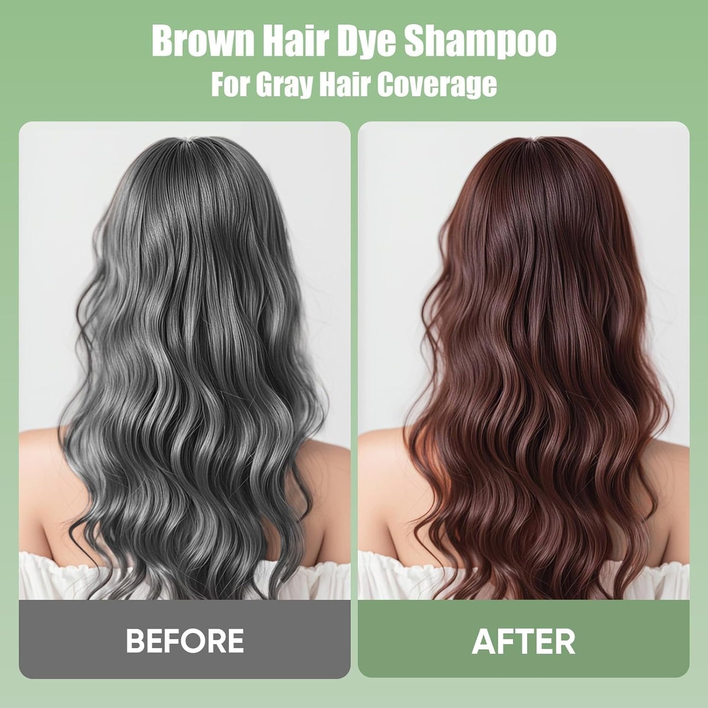 FARNDU Chestnut Brown Hair Dye Shampoo for Gray Hair Coverage - 3 In 1 Natural Hair Color Shampoo for Women & Men, Champu Para Canas Mujer
