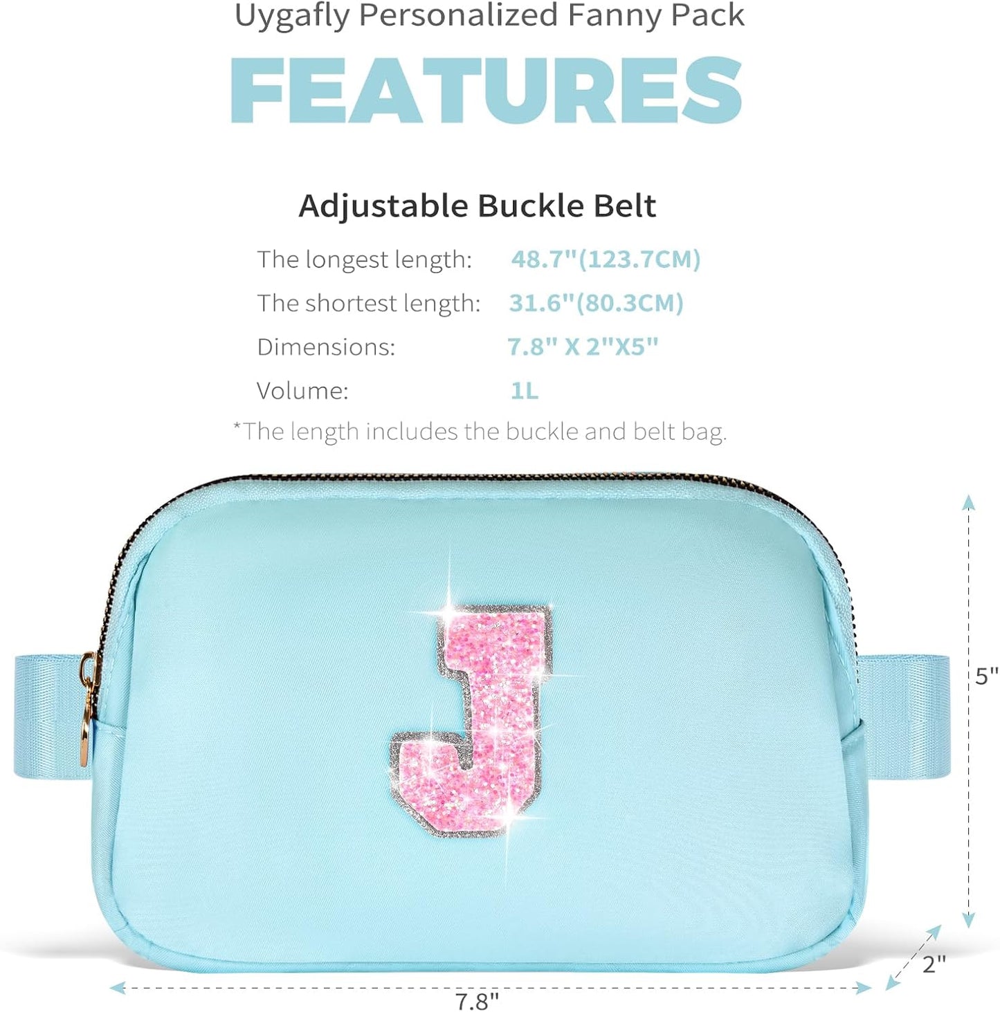 Fanny Pack Belt Bag Crossbody Bags with Initials Letter Patch Trendy Stuff for Teens Cute Stuff Birthday Gifts for Teenager Girls | J,Blue Bag