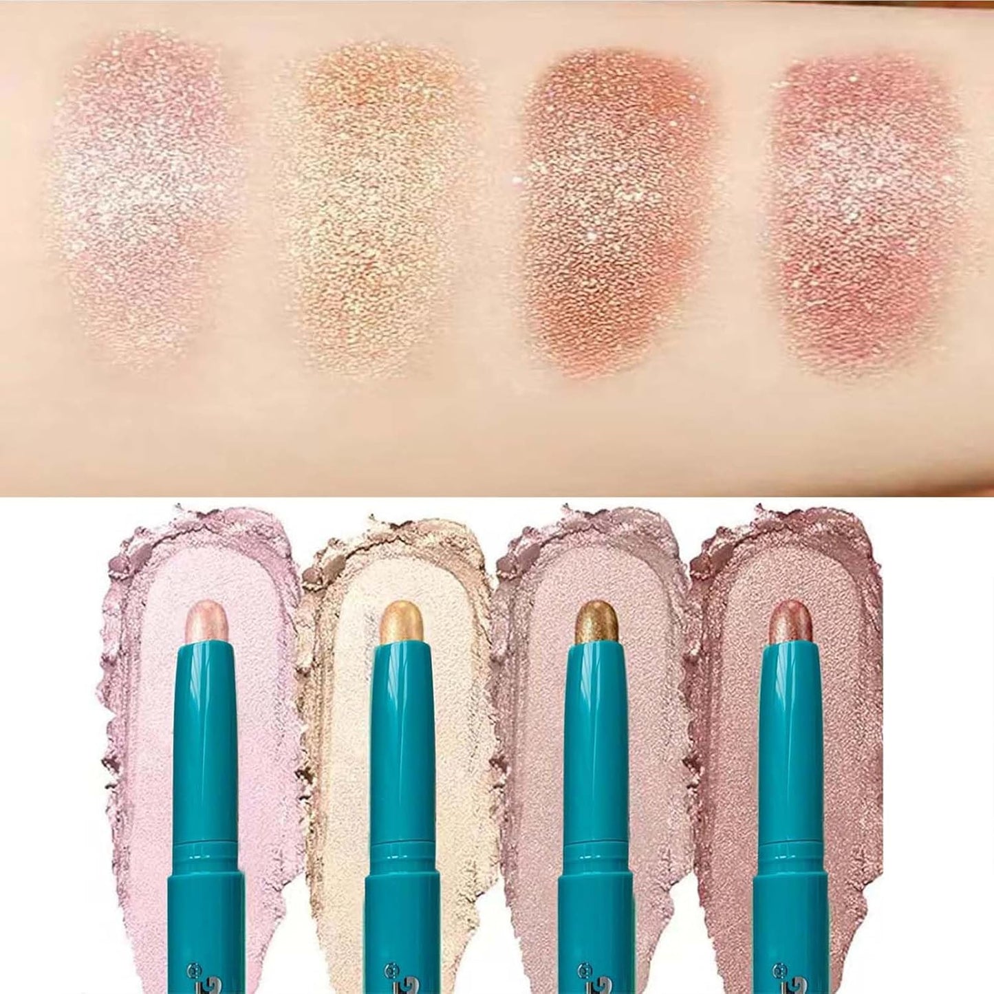 5 color set Eyeshadow Stick Eye Shadow Brightener Stick Eyeliner Pencil Cream Shimmer Glitter Smooth Eyeshadow Pencil Nude Korea Primer Highlighter Natural Waterproof Long Lasting