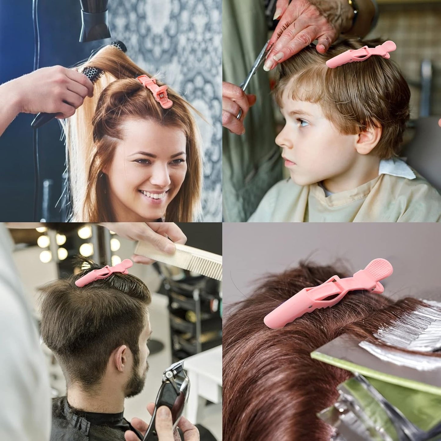 Ondder 14 Pcs Pink Alligator Hair Clips for Styling Sectioning Large Pro Salon Hair Clips Barber for Coloring, Cutting, Sectioning Big Gator Clips Hair Styling Accessories for Women Men Girls