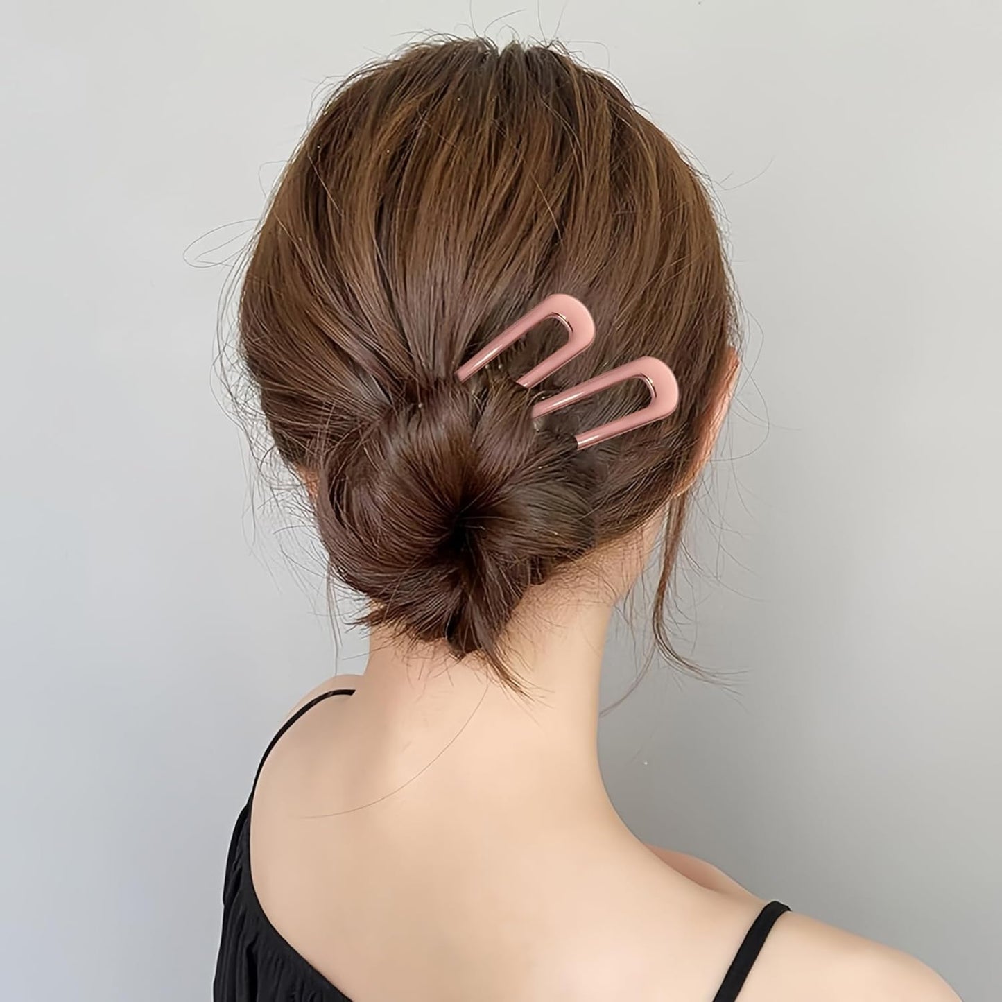 6Pcs Metal French Hair Pins for Women U Shape Sticks 3.9 Inch Vintage Fork for Hairstyle Accessories(Rosegold)